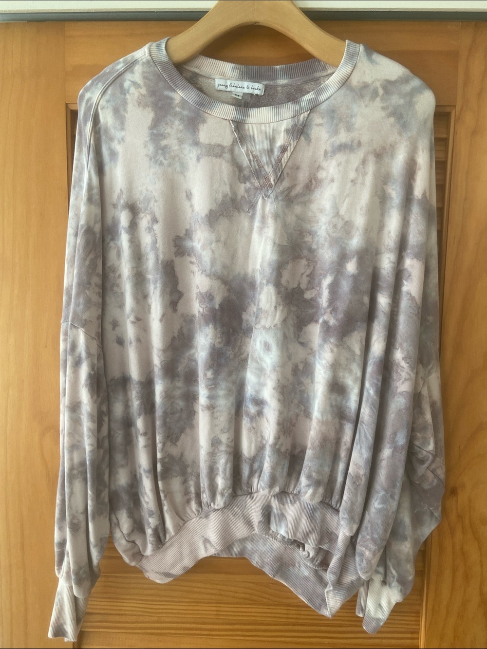 Cozy Tie-Dye Pullover Sweatshirt - Taupe/Gray M